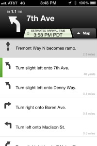 MapQuest Route in List View