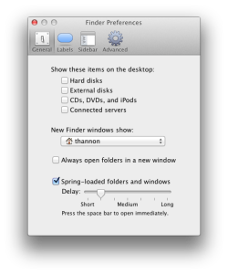 Spring-Loaded folder preferences