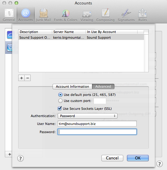 How to edit outgoing mail for gmail on mac mail not working