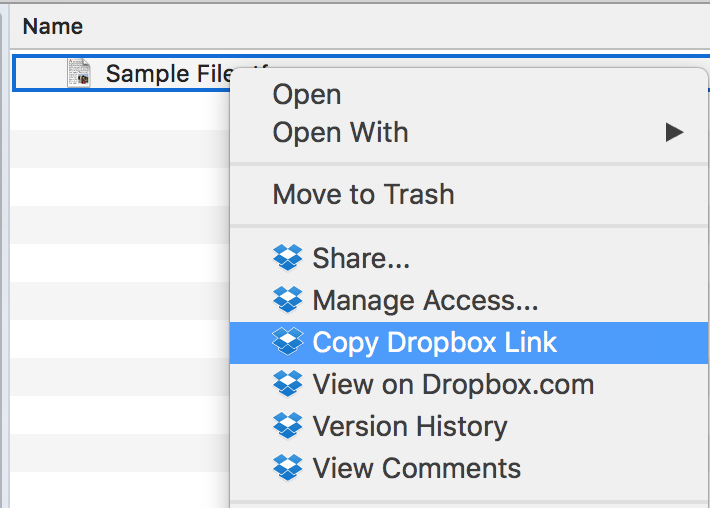 sending a dropbox link