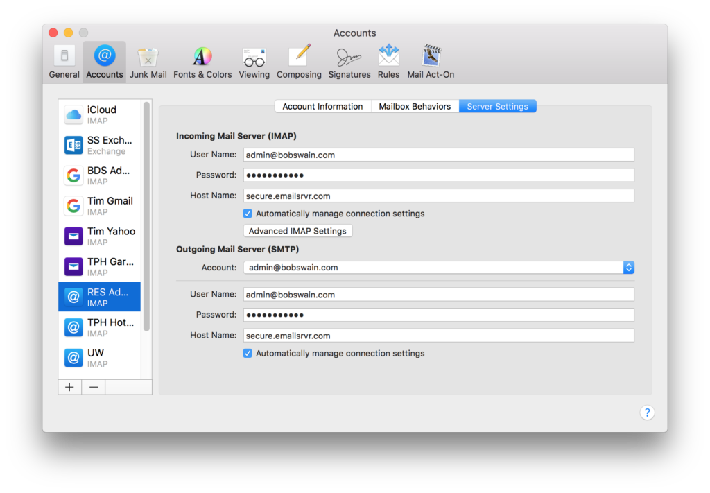 IMAP Settings