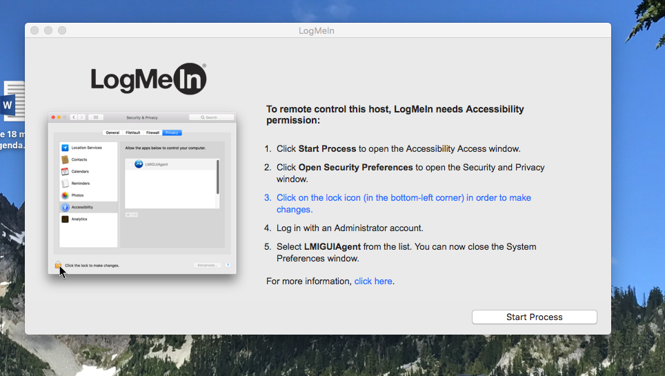 Granting LogMeIn Access To Your Mac Sound Support
