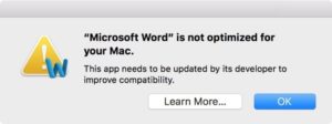 Word 2011 is not optimized