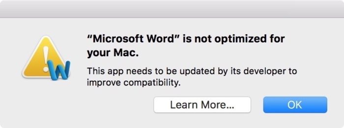 word is not optimized for mac