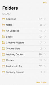 Notes Folders iOS