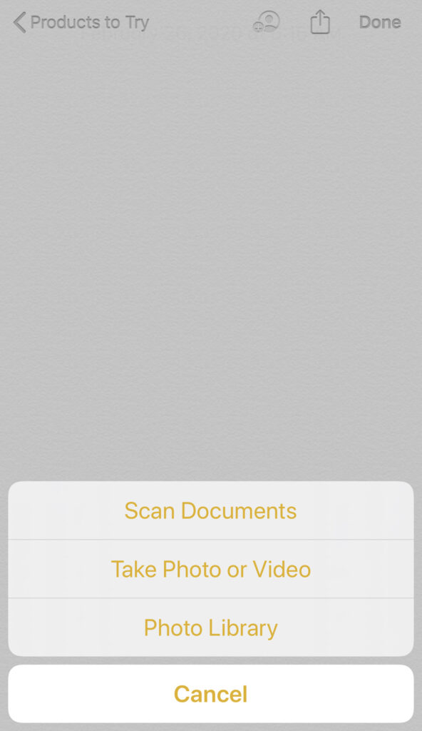 Notes App Take Photo