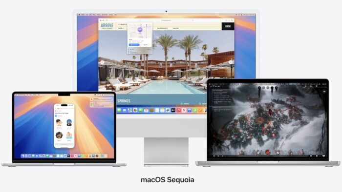 two Mac laptops in front of an iMac