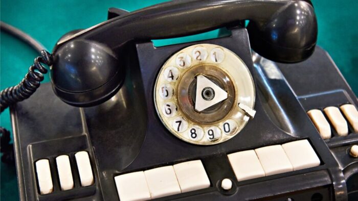 Old school black rotary telephone